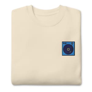 Record Player Embroidered Sweatshirt | Cute Vinyl Music Gift | Sustainable Premium Sweater | Multiple Colors | Unisex For Him & Her
