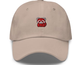 Gorra de papá bordada con panda rojo / Lindo regalo de panda rojo / Gorra de béisbol clásica de algodón / Varios colores / Unisex para él y para ella