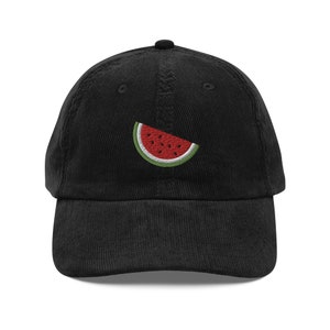 Watermelon Corduroy Embroidered Cap | Free Palestine Protest Cap | Sustainable Hat | For Him & Her | Gift For Fruit Lovers