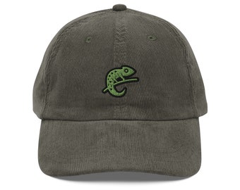 Cute Chameleon Embroidered Cap | Gift For Pet Lizard Lovers | Sustainable Dad Hat Vintage Cap | For Him & Her | Multiple Colors