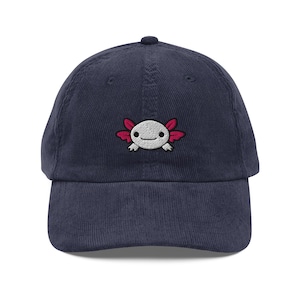 Axolotl Corduroy Cap | Mexican Walking Fish Gift | Cute Vintage Cap | Sustainable Hat | Multiple Colors | For Him & Her