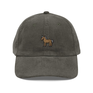 Horse Corduroy Cap | Equestrian Gift | Cute Pony Vintage Cap | Sustainable Hat | Multiple Colors | For Him & Her