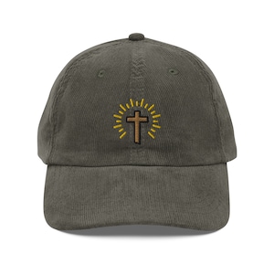 Berretto ricamato con croce cristiana / Regalo per cristiani e seguaci di Gesù / Berretto vintage carino / Cappello da chiesa sostenibile / Per lui e lei