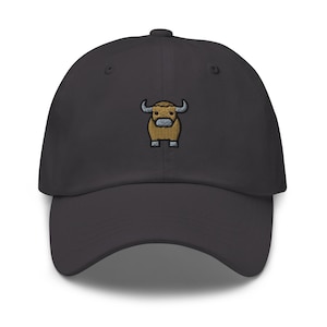 Brown Bull Embroidered Dad Cap | Highland Cattle Gift | Cotton Classic Baseball Hat | Multiple Colors | Unisex For Him & For Her