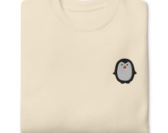 Felpa ricamata con pinguino / Regalo carino per gli amanti dei pinguini / Maglione premium sostenibile / Colori multipli / Unisex per lui e per lei