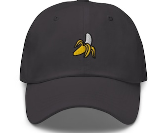 Gorra de papá bordada con plátano / Regalo para amantes de la fruta / Gorra de béisbol clásica de algodón / Varios colores / Unisex para él y para ella