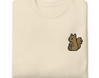 Squirrel Embroidered Sweatshirt | Cute Squirrel Gift | Sustainable Premium Sweater | Multiple Colors | Unisex For Him & Her