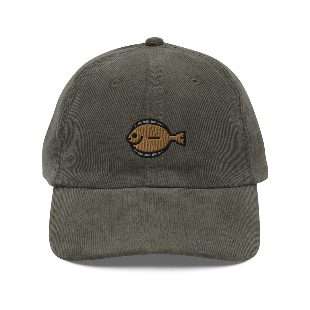 Cap With Fish Halibut Fish Corduroy Cap | Gift for Fishing Lovers | Cute Fisherman ...