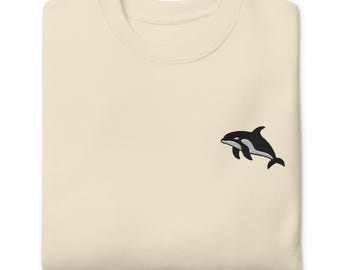 Orca Whale Embroidered Sweatshirt | Cute Ocean Whale Gift | Sustainable Premium Sweater | Multiple Colors | Unisex For Him & Her