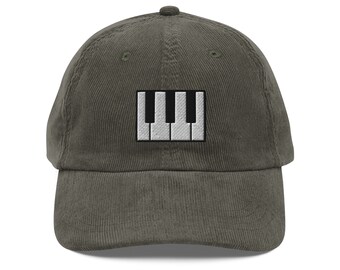 Piano Corduroy Cap | Gift For Keyboard Lovers | Trendy Vintage Cap | Sustainable, Environmentally Friendly Hat | For Him & Her