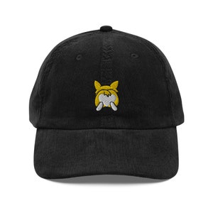 Corgi Butt Corduroy Cap | Corgi Dog Lovers Gift | Vintage Trendy Cute Dad Cap | Sustainably Made For Him & For Her | Luxury Soft Hat
