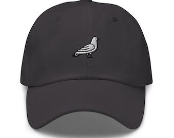 Pigeon Embroidered Dad Cap | White Pigeon Gift | Cotton Classic Baseball Hat | Multiple Colors | Unisex For Him & For Her