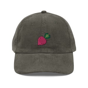 Radish Embroidered Cap | Gift For Radish Vegetable Gardening Lovers | Cute Radish Gardeners Vintage Cap | Sustainable Hat | For Him & Her
