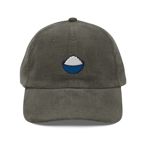 Gorra bordada con arroz / Regalo para amantes del arroz / Bonita gorra vintage con cuenco de arroz / Gorro japonés sostenible Uruchimai / Para él y para ella