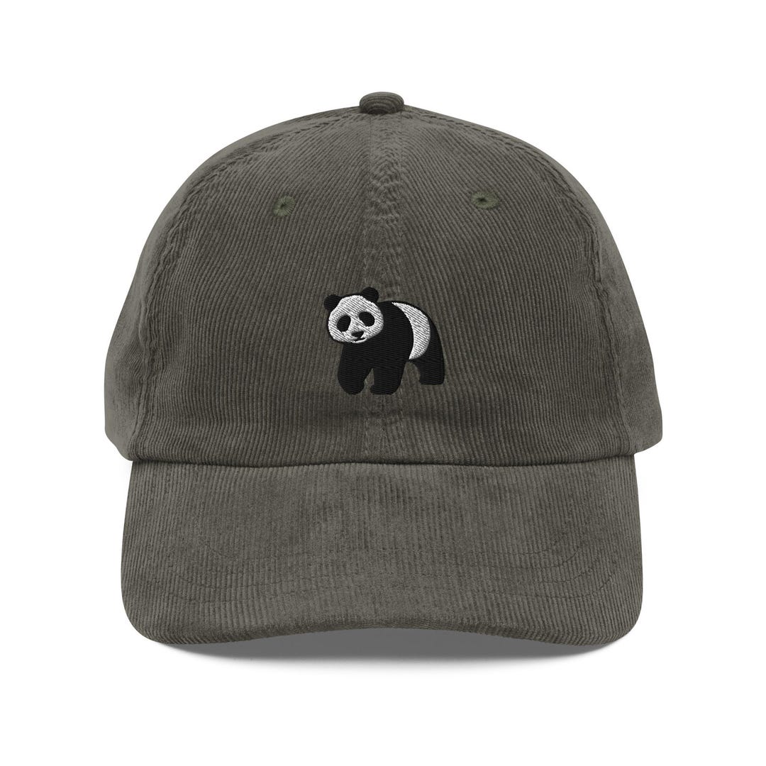 Panda Rim Cap Giant Panda Corduroy Cap | Cute Panda Bear Gift | Embroidered Vintage ...