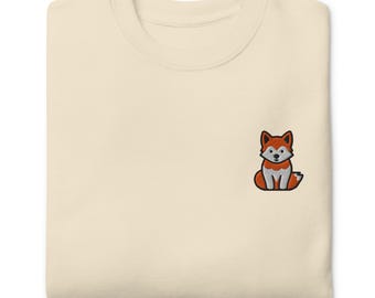 Red Fox Embroidered Sweatshirt | Cute Foxes Gift | Sustainable Premium Embroidery Sweater | Multiple Colors | Unisex For Him & Her