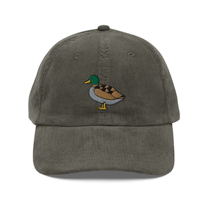 Cute Mallard Duck Corduroy Embroidered Cap | Gift For Mallard Duck | Environmentally Friendly Sustainable Hat | Multiple Colors