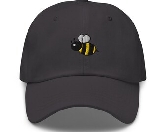 Bee Embroidered Dad Cap | Bumblebee Gift | Cotton Classic Baseball Hat | Multiple Colors | Unisex For Him & For Her