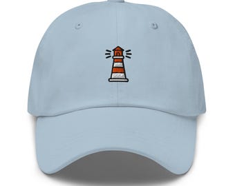 Geborduurde papa-pet met vuurtoren | Cadeau vuurtorenliefhebbers | Klassieke katoenen baseballpet | Meerdere kleuren | Uniseks voor hem en voor haar