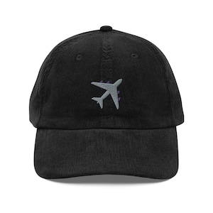 Airplane Embroidered Cap | Gift For Jet Lovers | Cute Plane Vintage Cap | Sustainable Pilot Hat | For Him & Her