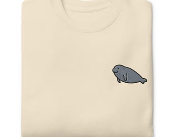Manatee Embroidered Sweatshirt | Cute Sea Cow Gift | Sustainable Premium Sweater | Multiple Colors | Unisex For Him & Her