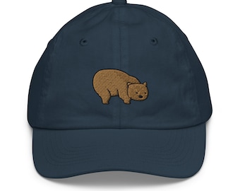 Wombat Kinder Baseballmütze bestickt | Geschenk für Wombat-Fans | Niedliche Jugend-Kindermütze für Sie und Ihn | Mehrere Farben