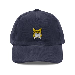 Corgi Butt Corduroy Cap | Corgi Dog Lovers Gift | Vintage Trendy Cute Dad Cap | Sustainably Made For Him & For Her | Luxury Soft Hat