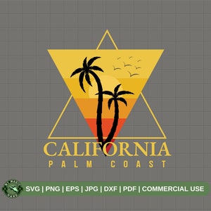 California Palm Coast SVG PNG, Californië Png, palmbomen Svg, Pacifische kust svg, strandshirt svg, Sea Life png, Golden Coast, Cali Vibes.