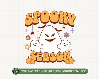 Spooky Season groovy Gespenst SVG PNG, Halloween groovy Gespenst Spooky Season SVG, Boo Gespenst SVG, Trendy Halloween svg, Boo svg geschnitten Datei.