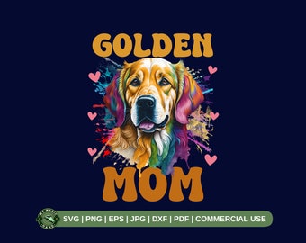 Golden Retriever Mama SVG PNG, Golden Retriever geschnitten Datei, Goldenes Aquarell Schmuck, Retro Hund Mama SVG, Goldener Liebhaber Schnitt, Muttertagsgeschenk, Haustierliebhaber