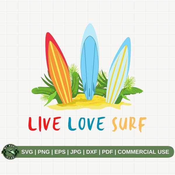 Live Love Surf SVG PNG, Surfboard Svg, Surfing png, Surf Svg, Summer Life Svg, Ocean Waves Svg, Wave Svg, Ocean Beach Svg, Hawaii Png.