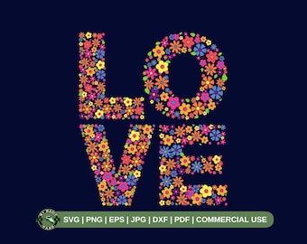 Liebe Wort Floral SVG PNG, Blume Liebe SVG, Liebe Wort SVG, Floral Liebe Schriftzug SVG, Liebe Wort Png, Hochzeit floral svg, Liebe Shirt svg.