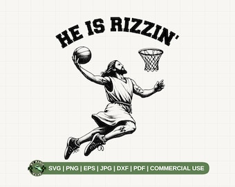 Er ist Rizzin SVG PNG, Er ist Rizzin SVG PNG, Jesus spielt Basketball svg, lustiges Jesus Ostern svg, Humor christliches svg, Ostertag Png, Jesus Basketball Ostern Png