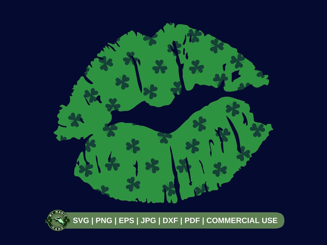 Shamrock Lips SVG PNG, Green Kiss Lips Svg, Shamrock Lips Shirt Svg, St