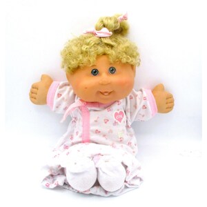 VINTAGE CABBAGE PATCH Kids Fille Poupée Blond Cheveux Bleu Yeux Avec / Gris EUR 52,58 - FR