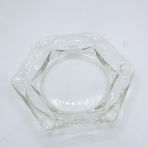 Hexagonal Clear Heavy Glass Ashtray Cigar Cigarette 6 slots 8 1/2 &quot;