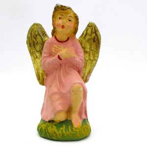 Vintage Christmas Angel Nativity Chalkware Figurine 40&#39;s Italy #29