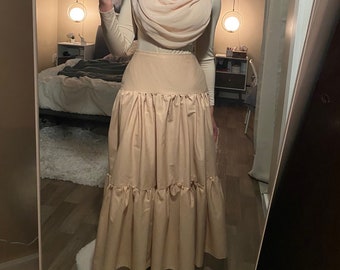 Sand color 3 tier boho maxi skirt