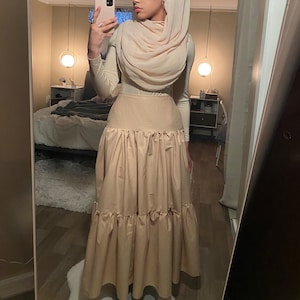 Sand color 3 tier boho maxi skirt