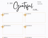 Digital Template for Weekly Gratitude Journal Page | Canva | Instant Download