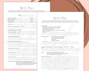 Arbeids- en bevallingsgeboorteplan voor moeders, afdrukbare pdf