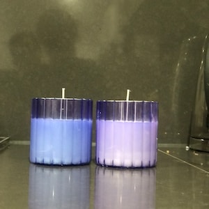 Blue glass candle