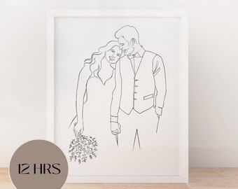 Benutzerdefinierte Paar Porträt | One Line Zeichnung vom Foto | Minimalistische Linie Kunst | Personalisiertes Jubiläumsgeschenk | Hochzeitsgeschenk für Paar