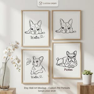 Custom one line dog, pet portrait, dog line art, continuous line drawings, dog portrait, dog tattoo, pet loss gift, dog memorial, cat tattoo