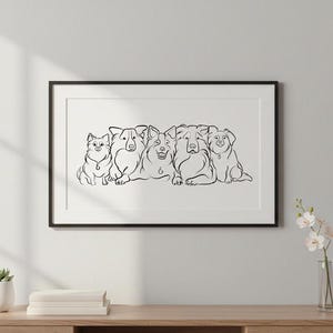 Portrait d'animal de compagnie personnalisé en une ligne : oeuvre d'art minimaliste pour chat et chien | Tatouage d'animal de compagnie à partir d'une photo (numérique)