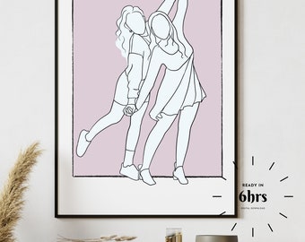 Custom Line Drawing, Anniversary Gift, portrait from photo, Unique Husband Gift, personalized portrait, Gift for Him, Friendship day Gift,