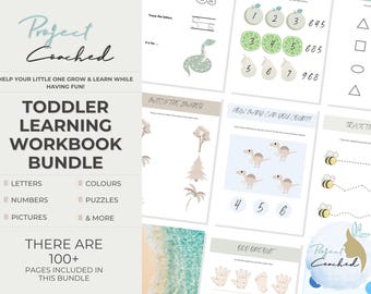 Toddler Learning Workbook Bundle - Numbers, letters & puzzles