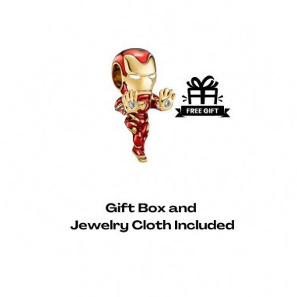 Iron Man Pandora charm, Gift Box and cloth Included