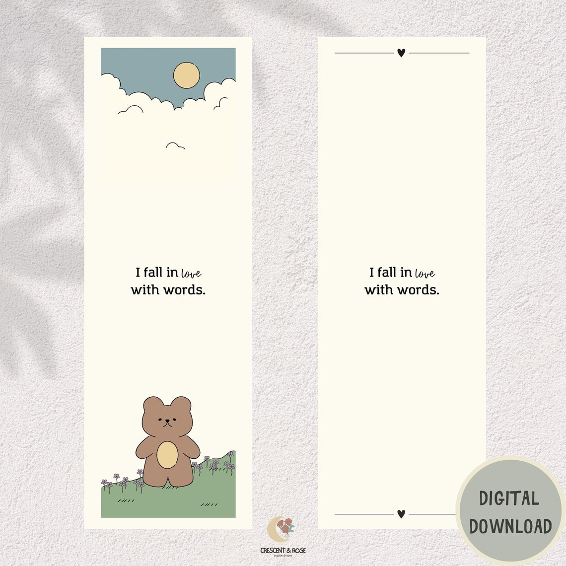 Printable Bookmarks Template , Aesthetic Bookmark Set, Printable ...