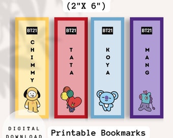 BT21 Bookmarks, BTS Bookmark Bundle, Printable Bts Bookmarks